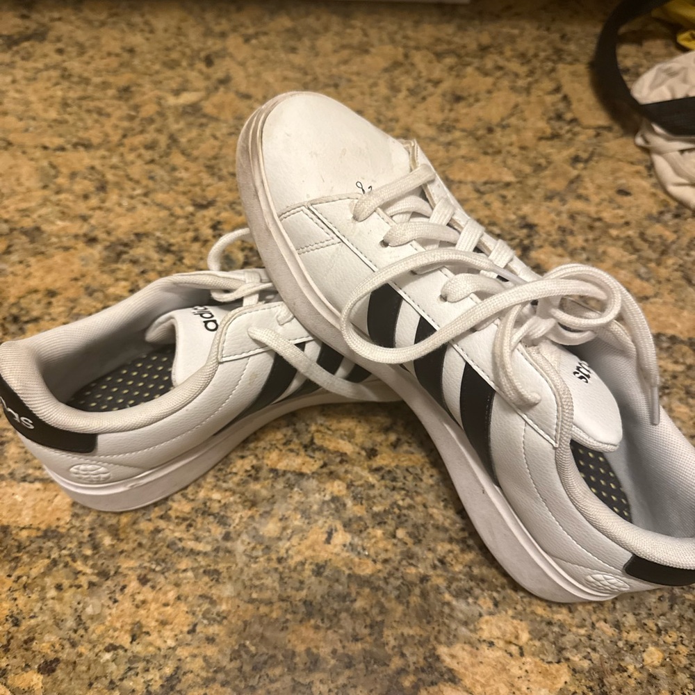Adidas Classic White and Black Trainers